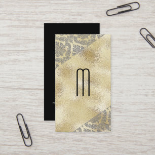 Damask Pattern Gold Foil Business Card