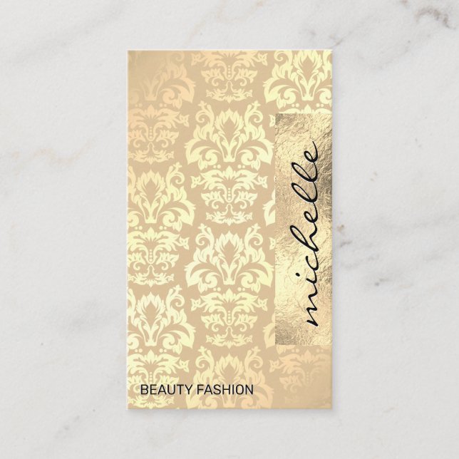 Damask Pattern | Gold Foil Geometric Business Card (Front)