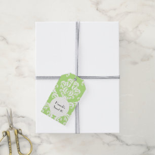 Damask Pattern, Green Damask, Sweet 16 Gift Tags