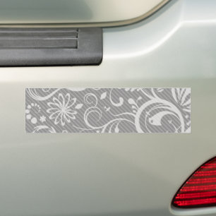 Damask Pattern, Grey Damask, French Damask Bumper Sticker