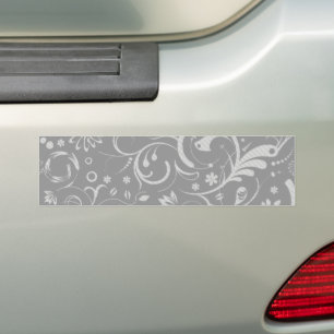 Damask Pattern, Grey Damask, French Damask Bumper Sticker
