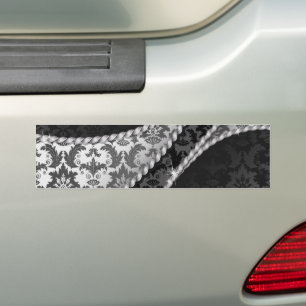 Damask Pattern, Grey Damask, French Damask Bumper Sticker