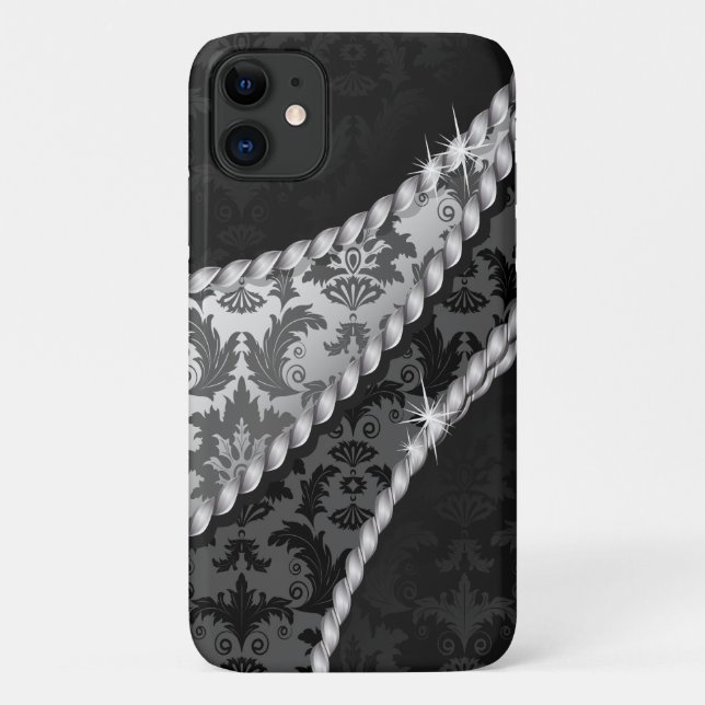 Damask Pattern, Grey Damask, French Damask Case-Mate iPhone Case (Back)