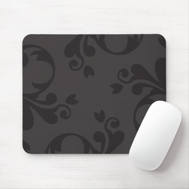 Damask Pattern, Grey Damask, French Damask Mouse Mat (With Mouse)