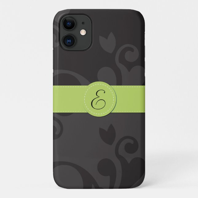 Damask Pattern, Grey Damask, Monogram Case-Mate iPhone Case (Back)