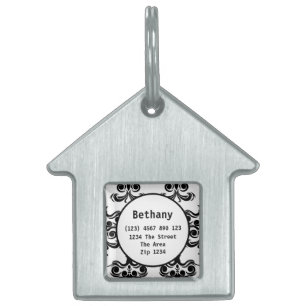 Damask Pattern ID Name Pet Name Tag