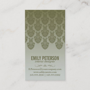 Damask Pattern (olive green) Business Card