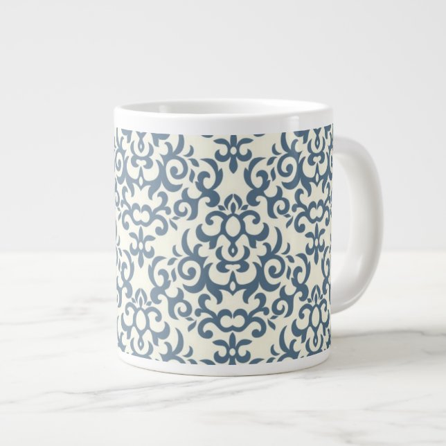 Damask pattern on gradient background 2 large coffee mug (Front Right)