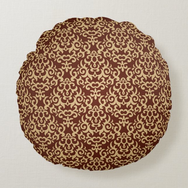 Damask pattern on gradient background round cushion (Front)