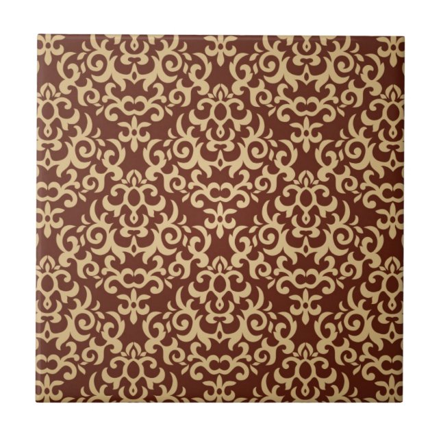Damask pattern on gradient background tile (Front)