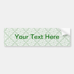 Damask Pattern on Green Bumper Sticker