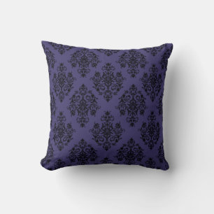 Damask Pattern on rich Blue Velvet Cushion