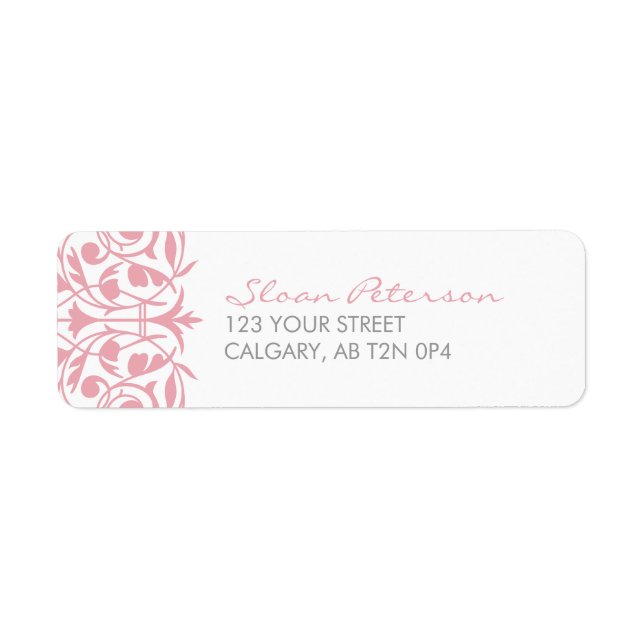 Damask Pattern Pink Address Label (Front)