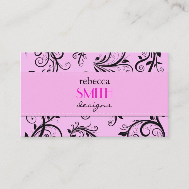 Damask Pattern, Pink Damask, French Damask Business Card (Front)