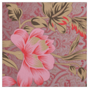 Damask Pattern Pink Floral Textile Art Fabric