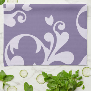 Damask Pattern, Purple Damask, French Damask Tea Towel