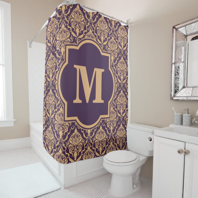 Damask Pattern Shower Curtain (In Situ)