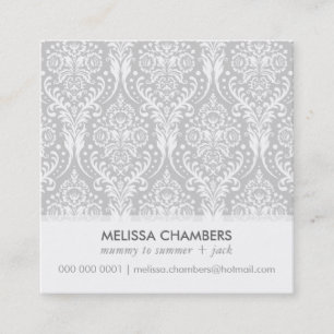 DAMASK PATTERN simple modern vintage mummy contact Calling Card