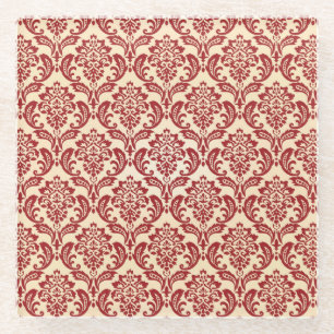 Damask pattern wallpaper glass coaster