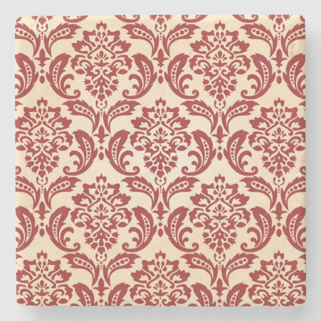 Damask pattern wallpaper stone coaster (Front)