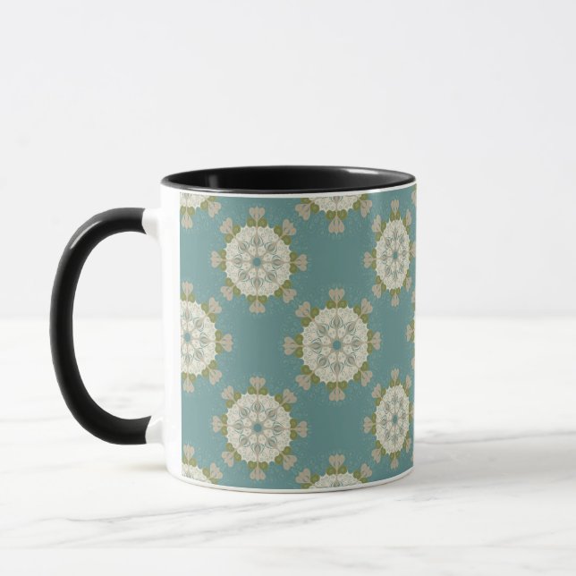 Damask pattern with abstract elements mug (Left)