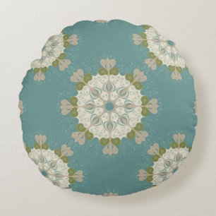 Damask pattern with abstract elements round cushion