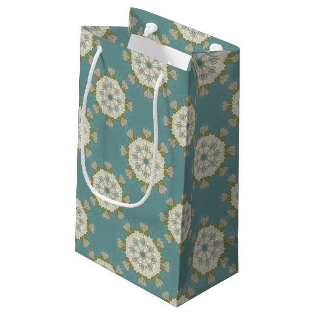 Damask pattern with abstract elements small gift bag (Back Angled)