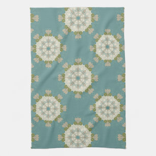 Damask pattern with abstract elements tea towel
