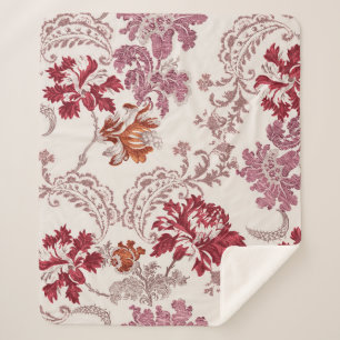 damask pattern with flowers and vintage tapestry m sherpa blanket