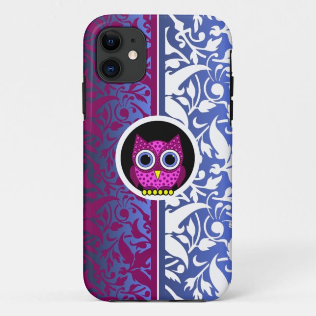 damask pattern with owl Case-Mate iPhone case (Back)