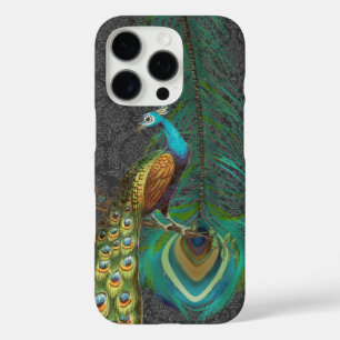 Damask Peacock & Feather You Choose Colour iPhone 16 Pro Case