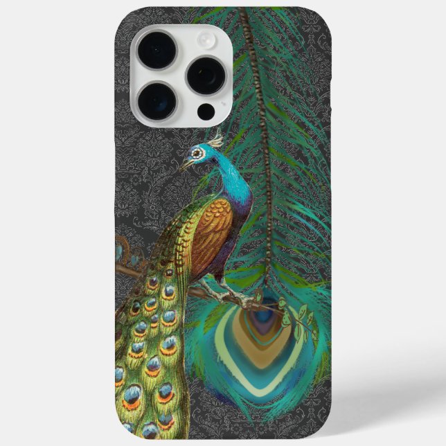 Damask Peacock & Feather You Choose Colour Case-Mate iPhone Case (Back)