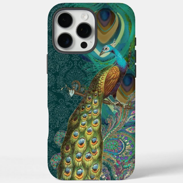 Damask Peacock & Feather You Choose Colour Case-Mate iPhone Case (Back)