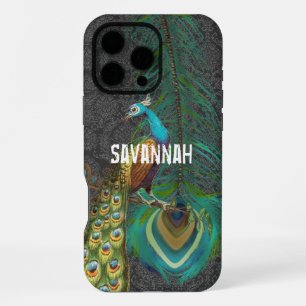 Damask Peacock & Feather You Choose Colour iPhone 16 Pro Max Case