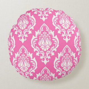 Damask Persian Pink Throw Pillow