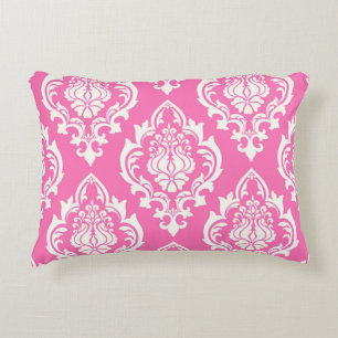 Damask Persian Pink Throw Pillow