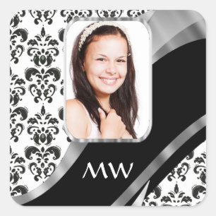 Damask photo background square sticker