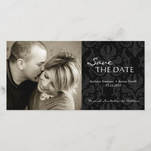 Damask Photo Save The Date Invitation