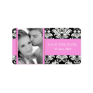 Damask Photo Save The Date Labels