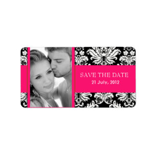Damask Photo Save The Date Labels