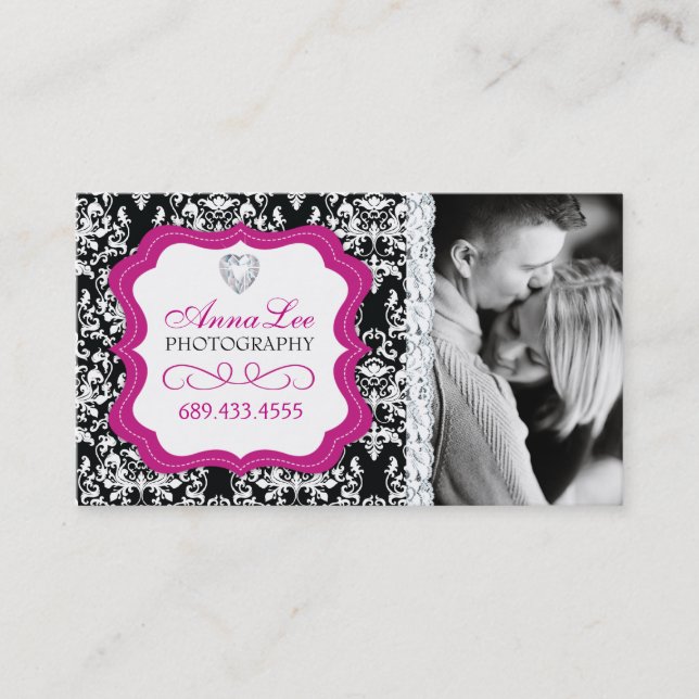 Damask Photographer Business Cards (Front)