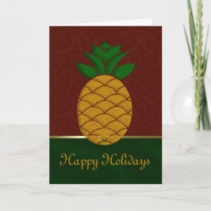 Damask Pineapple Holiday Card