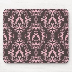 Damask pink black guns grunge western pistols chic mouse mat