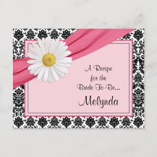 Damask Pink Daisy Recipe Card for the Bride
