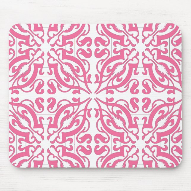 DAMASK - Pink Mouse Mat (Front)