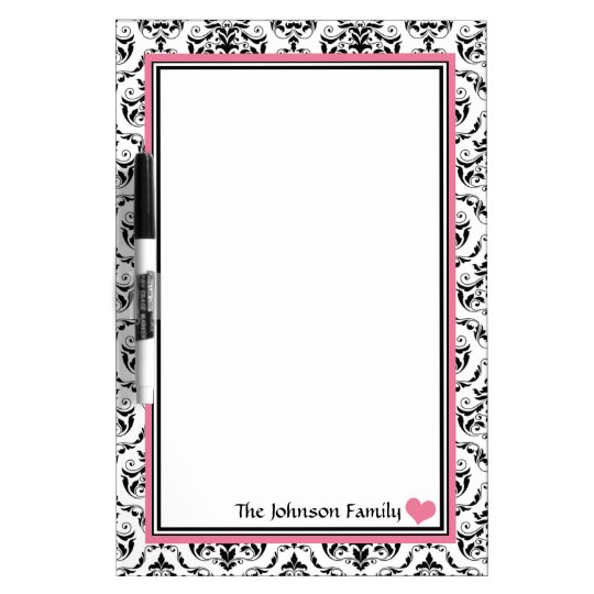 Damask Pink Personalised Dry-Erase Board