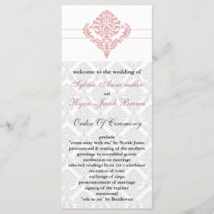 damask pink Wedding program Programme