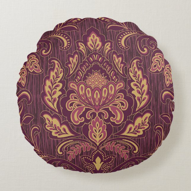 Damask Printed Round Pillow (Front)