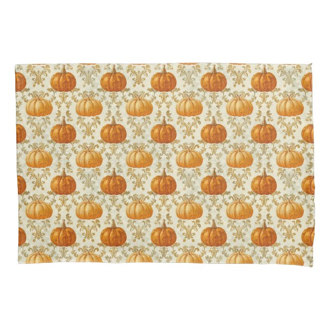 Damask Pumpkin Pattern Pillowcase Set (Front-Left)