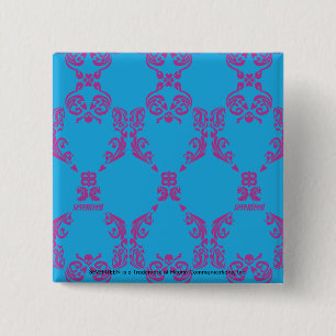 Damask Purple-Aqua 15 Cm Square Badge